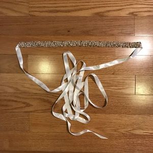 💍Gold & White Satin & Beaded Bridal Belt💍